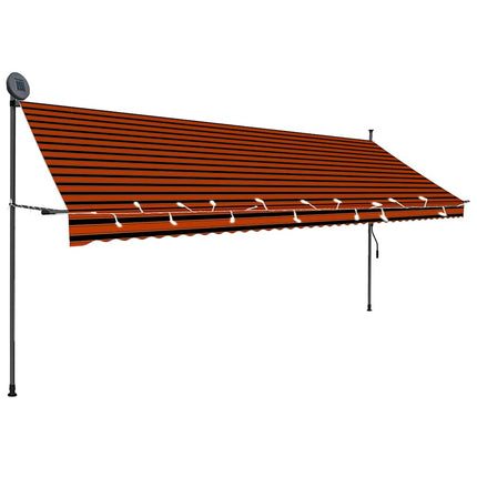 Manual Retractable Awning with LED 157.5" Orange and Brown