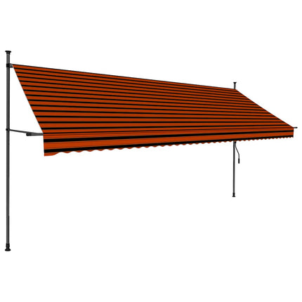 Manual Retractable Awning with LED 157.5" Orange and Brown