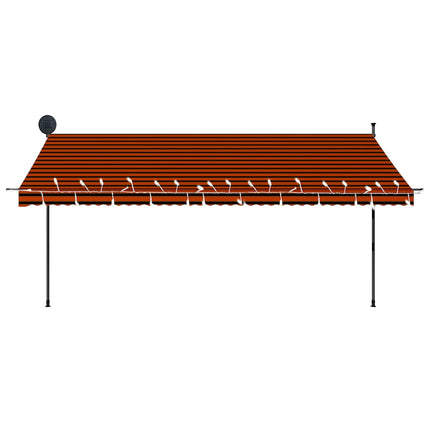 Manual Retractable Awning with LED 157.5" Orange and Brown