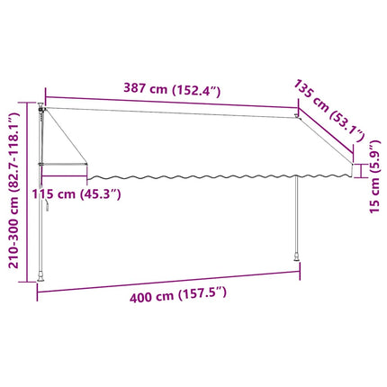 Manual Retractable Awning with LED 157.5" Orange and Brown