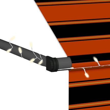 Manual Retractable Awning with LED 157.5" Orange and Brown