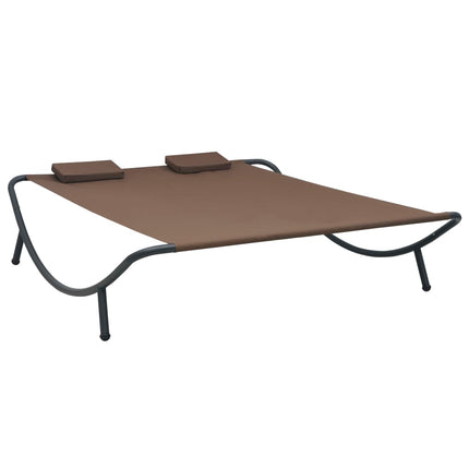 Sun Lounger Brown Oxford Fabric, Steel Double Sun Lounger