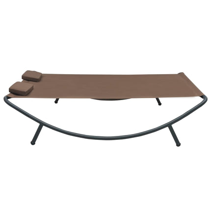 Sun Lounger Brown Oxford Fabric, Steel Double Sun Lounger