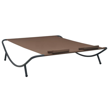 Sun Lounger Brown Oxford Fabric, Steel Double Sun Lounger
