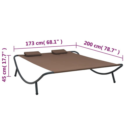 Sun Lounger Brown Oxford Fabric, Steel Double Sun Lounger