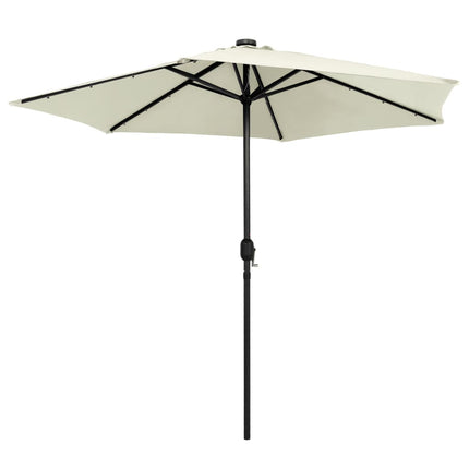 Garden Parasol with LED Lights and Aluminum Pole 106.3" Sand White