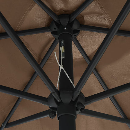 Garden Parasol with LED Lights and Aluminum Pole 106.3" Taupe