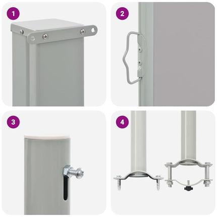 Patio Retractable Side Awning 31.5"x118.1" Gray