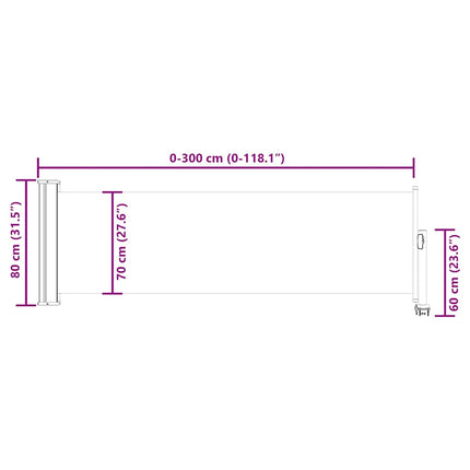 Patio Retractable Side Awning 31.5"x118.1" Gray