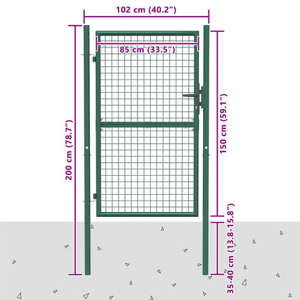 Fence Gate Steel 39.4x59.1" Green
