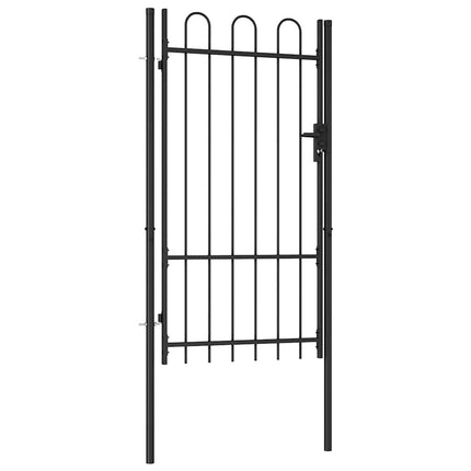 Fence Gate BOXTEL Single Door with Arched Top Steel 3.3x5.7'Black