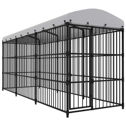 Outdoor Dog Kennel with Roof 177.2"x59.1"x82.7
