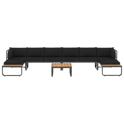 5 Piece Patio Corner Sofa Set with Cushions Aluminum and WPC