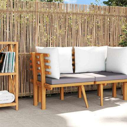 Patio Corner Sofa with Cushions Solid Acacia Wood
