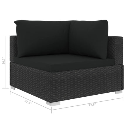 10 Piece Patio Lounge Set with Cushions Poly Rattan Black