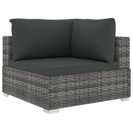 12 Piece Patio Lounge Set with Cushions Poly Rattan Gray