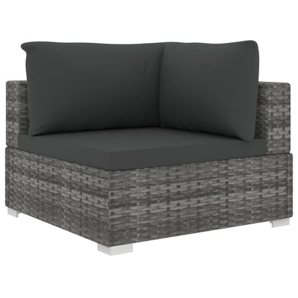 6 Piece Patio Lounge Set with Cushions Poly Rattan Gray