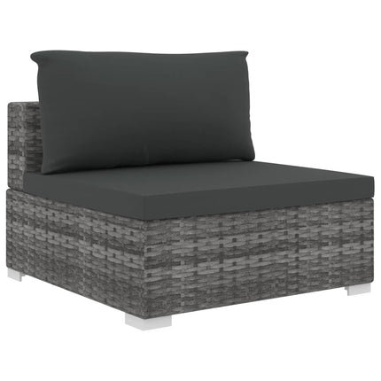 4 Piece Patio Lounge Set with Cushions Poly Rattan Gray