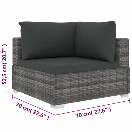 4 Piece Patio Lounge Set with Cushions Poly Rattan Gray