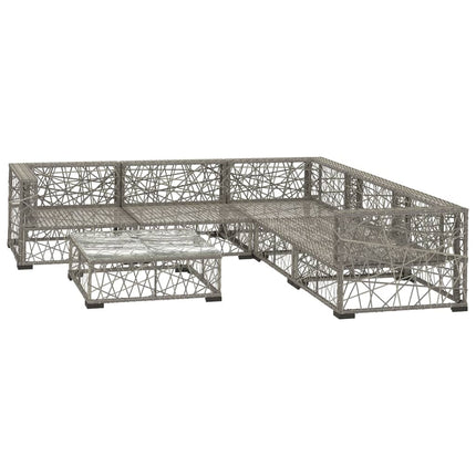 6 Piece Patio Lounge Set with Cushions Poly Rattan Gray