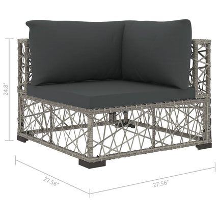6 Piece Patio Lounge Set with Cushions Poly Rattan Gray