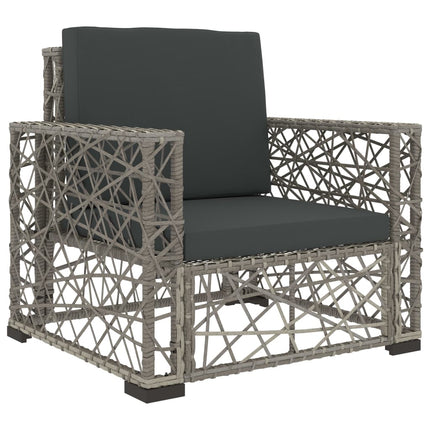 6 Piece Patio Lounge Set with Cushions Poly Rattan Gray