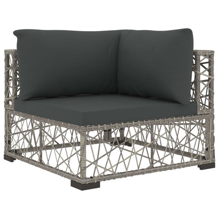 6 Piece Patio Lounge Set with Cushions Poly Rattan Gray