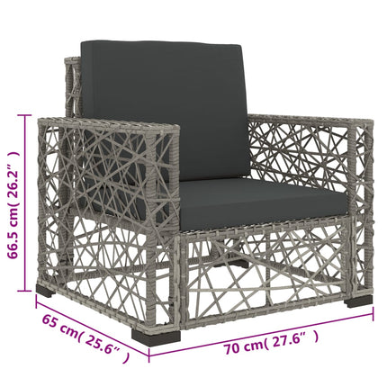 6 Piece Patio Lounge Set with Cushions Poly Rattan Gray