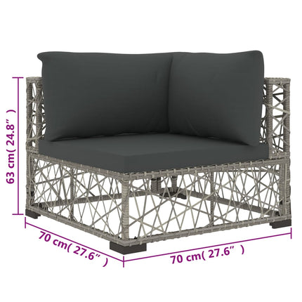 6 Piece Patio Lounge Set with Cushions Poly Rattan Gray