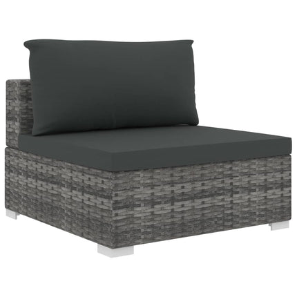 8 Piece Patio Lounge Set with Cushions Poly Rattan Gray