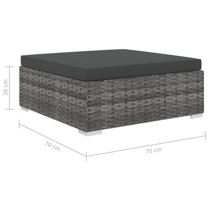 8 Piece Patio Lounge Set with Cushions Poly Rattan Gray