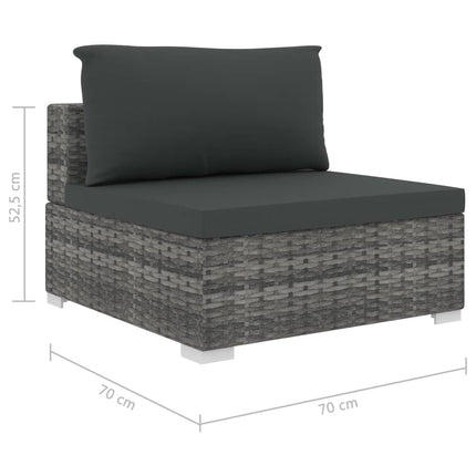 8 Piece Patio Lounge Set with Cushions Poly Rattan Gray