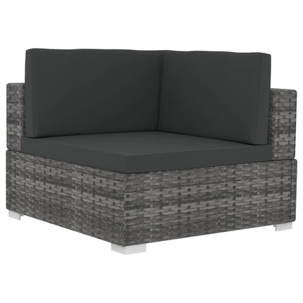 2 Piece Patio Sofa Set with Cushions Poly Rattan Gray