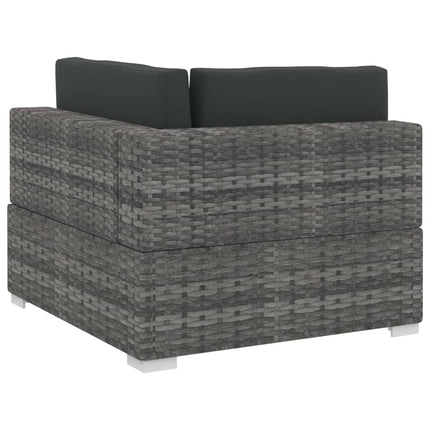 4 Piece Patio Sofa Set with Cushions Poly Rattan Gray