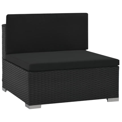 6 Piece Patio Lounge Set with Cushions Poly Rattan Black