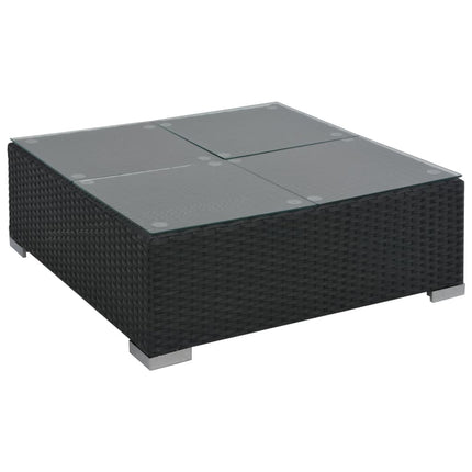 6 Piece Patio Lounge Set with Cushions Poly Rattan Black