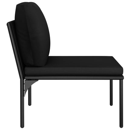 5 Piece Patio Lounge Set with Cushions Black PVC