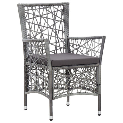 7 Piece Patio Dining Set Poly Rattan Gray
