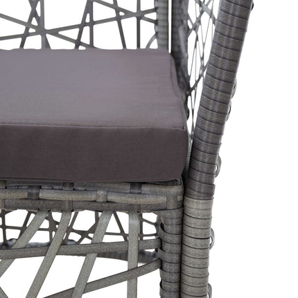 7 Piece Patio Dining Set Poly Rattan Gray