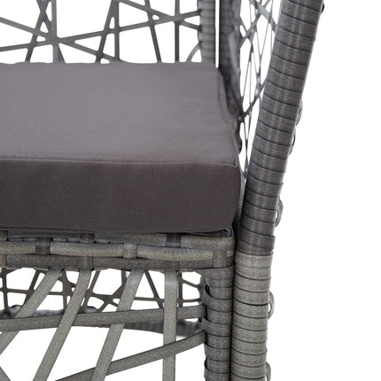 5 Piece Patio Dining Set Poly Rattan Gray