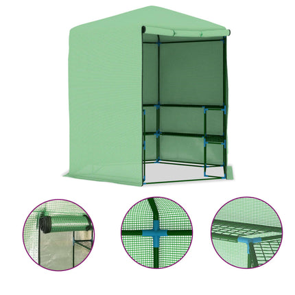 Greenhouse with Shelves Steel 89.4"x87.8