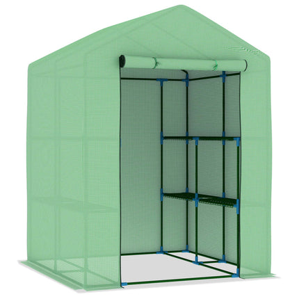 Greenhouse with Shelves Steel 56.3"x56.3"x76.8