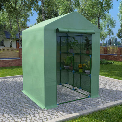 Greenhouse with Shelves Steel 56.3"x56.3"x76.8