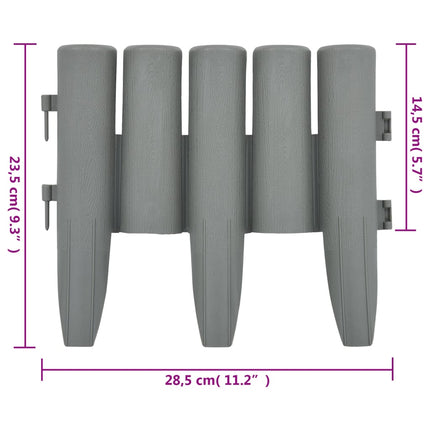 Lawn Edgings 36 pcs Gray 393.7" PP