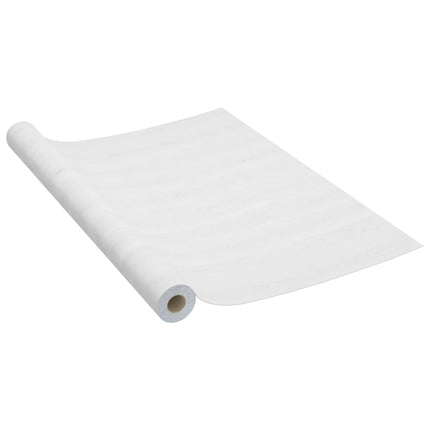 Self-adhesive Furniture Film White Wood 196.9"x35.4" PVC