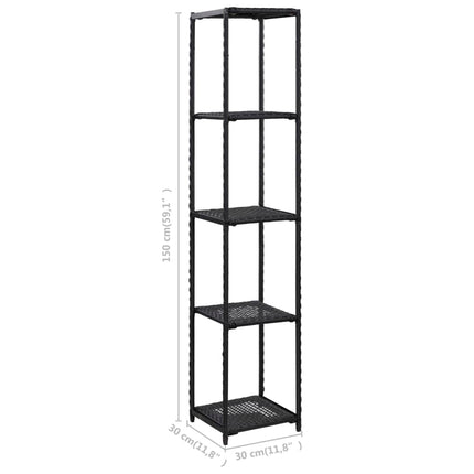 Storage Shelf Black 11.8"x11.8"x59.1" Poly Rattan