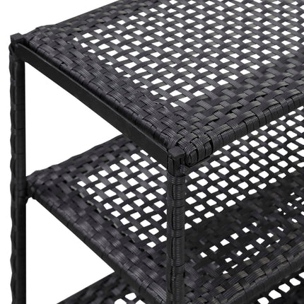Shoe Rack Black 19.7"x11.8"x47.2" Poly Rattan