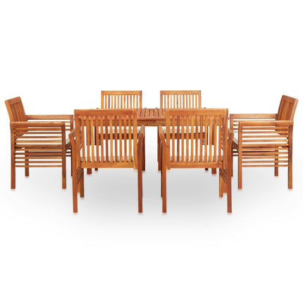 7 Piece Patio Dining Set with Cushions Solid Acacia Wood