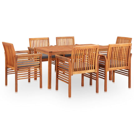 7 Piece Patio Dining Set with Cushions Solid Acacia Wood