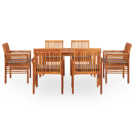 7 Piece Patio Dining Set with Cushions Solid Acacia Wood